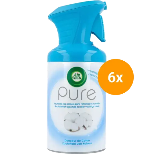 Airwick Pure Luchtverfrisser Spray – Katoen 6 x 250 ml voordeelverpakking Dunklow