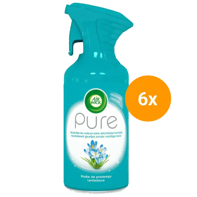 Air Wick - Luchtverfrisser Spray - Pure Lentedauw - 250ml - Voordeelverpakking - 6 stuks Dunklow