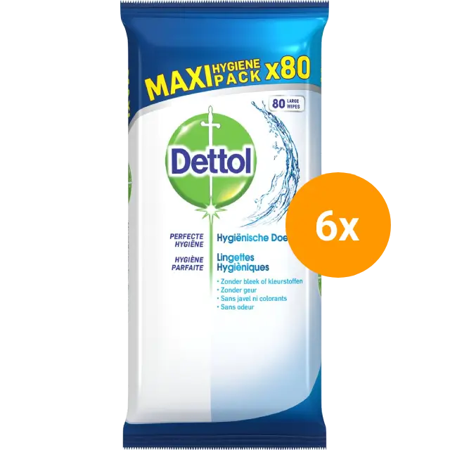 Dettol Schoonmaakdoekjes Power & Fresh - Cleanser - 6x 80 stuks Dunklow