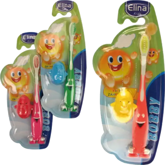 Tandenborstel 1er Bobby 14cm met speelgoed cijfer-  2 stuks Dunklow