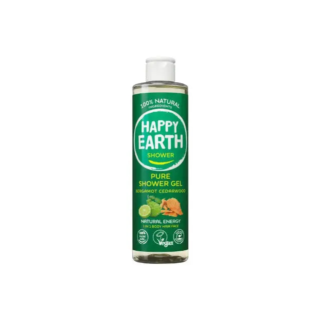 Happy Earth 100% Natural Douchegel – Bergamot Cedarwood 300 ml - Dunklow