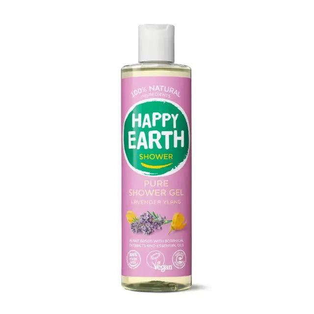 Happy Earth 100% Natural Douchegel Lavender Ylang – 300 ml. - Dunklow